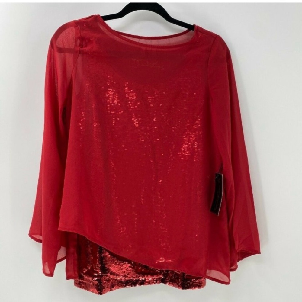 DG2 Diane Gilman Asymmetric 
Blouse with Sequin Tank NWOT